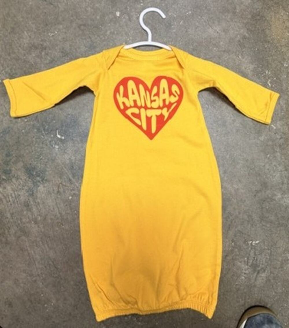 Kansas City Heart - KC Newborn Cotton Gown Gold/Red
